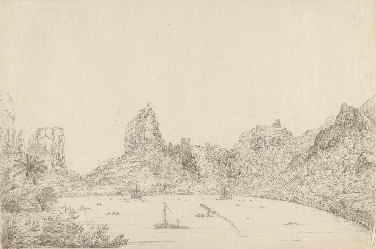 Ansicht des Hafens von Taloo auf der Insel Eimeo von John Webber