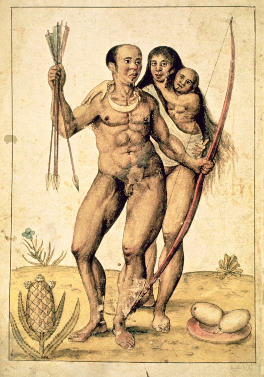 Eine indianische Familie, ca. 1585-87 von John White