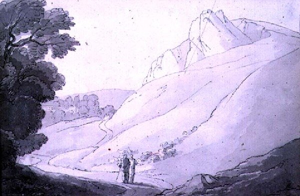 Hügelige Landschaft mit zwei Figuren von John White Abbott