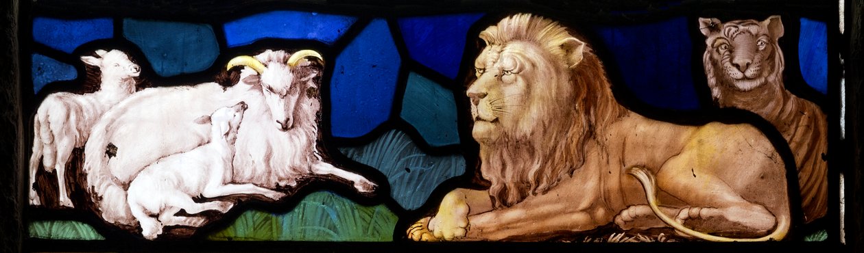 Lämmer und Löwen, Te Deum, Ostfenster, ca. 1888 von John William Brown