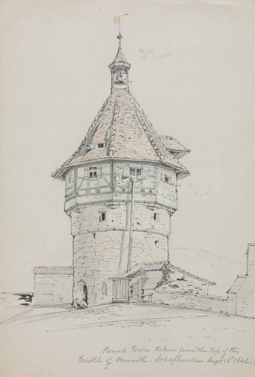 Runder Turm, Schloss Munoth, Schaffhausen, Schweiz von John William Casilear