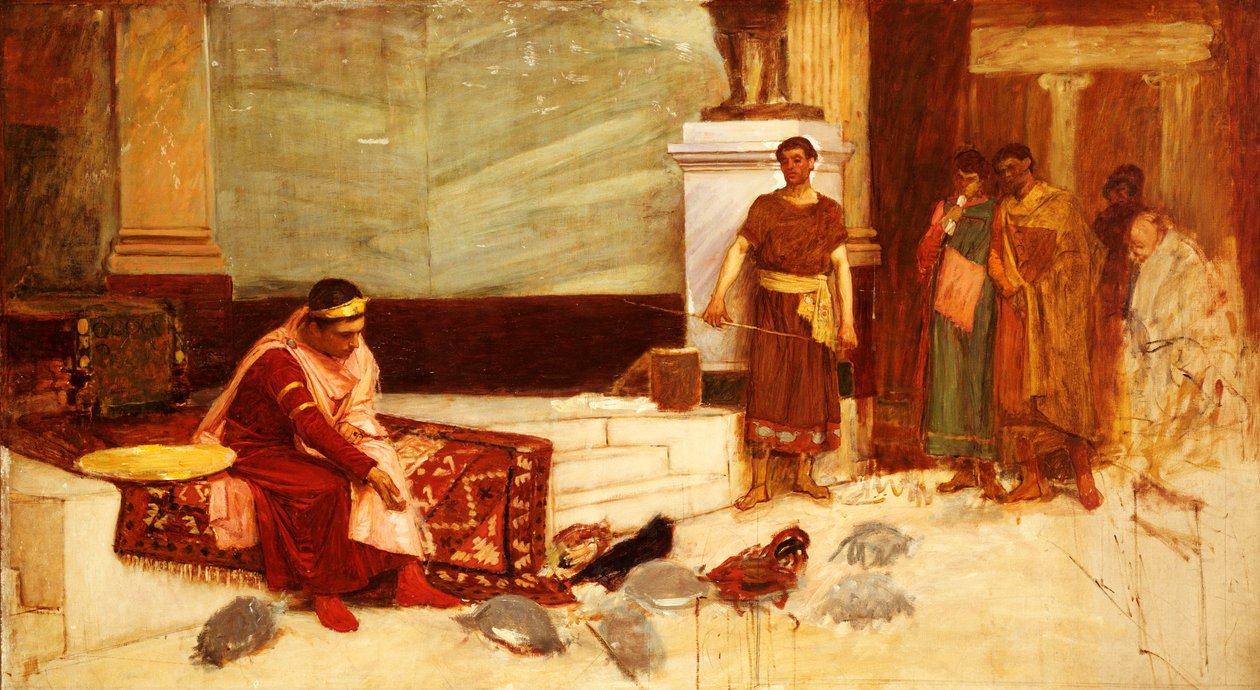 Die Favoriten des Kaisers Honorius von John William Waterhouse