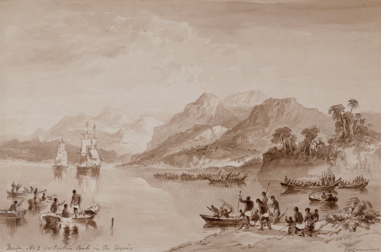 Entwurf Nr. 2 für Captain Cook in den Tropen von John Wilson Carmichael