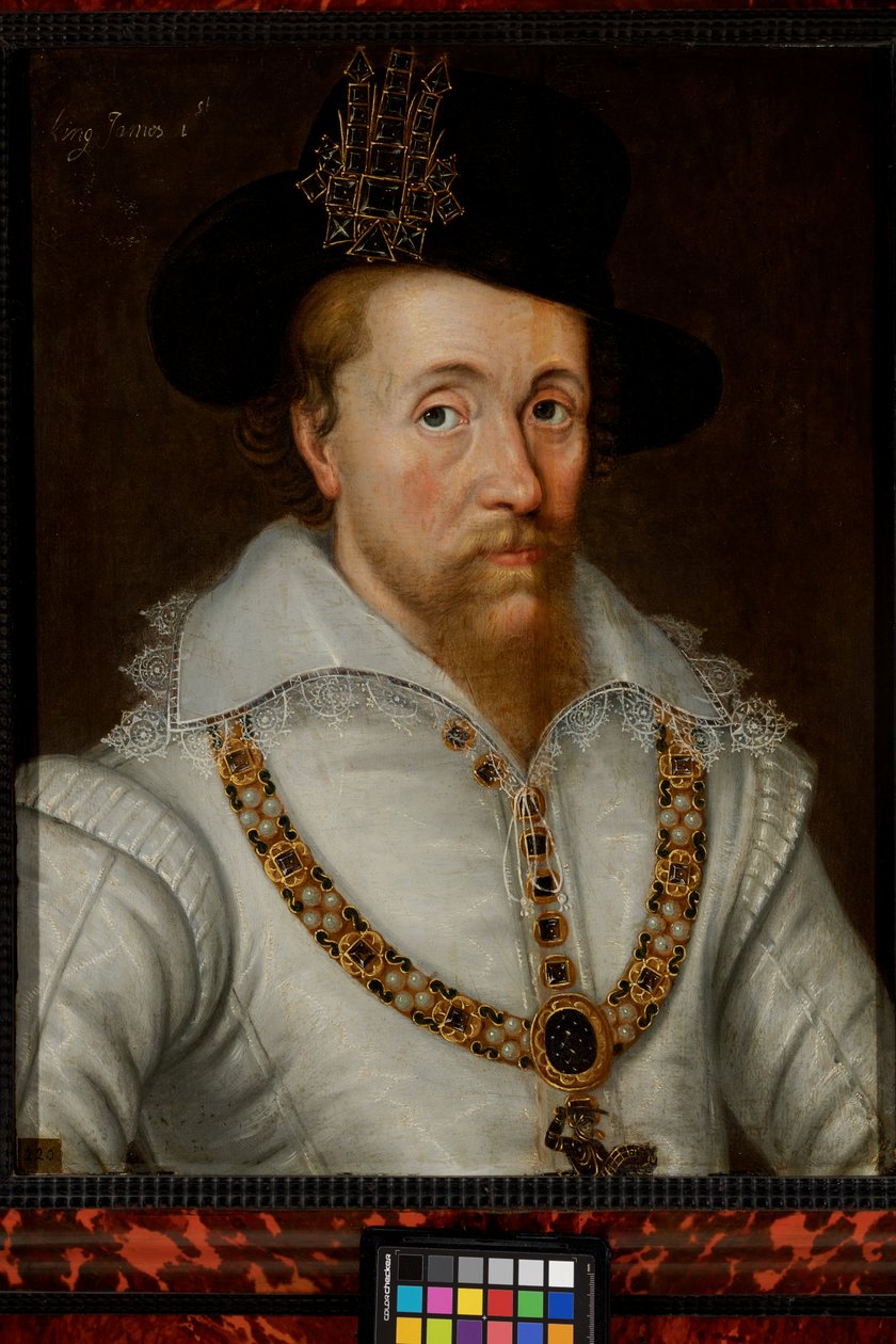 James I & VI (1556-1625) von John de the Elder (studio of) Critz