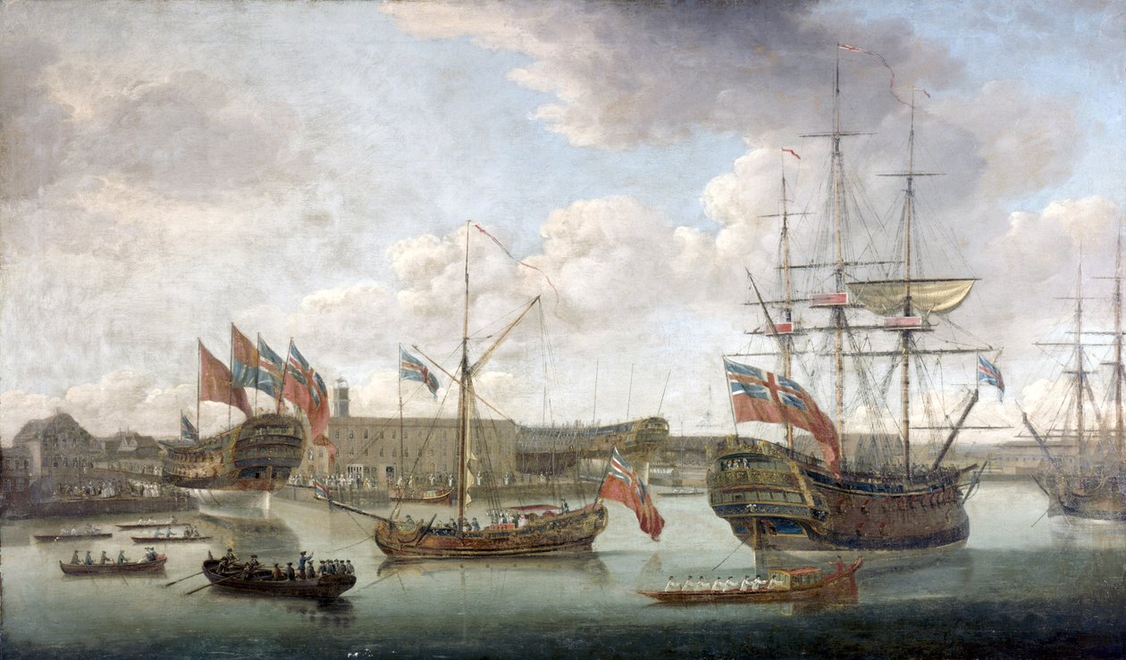 Start im Deptford Dockyard, ca. 1750 von John the Elder Cleveley