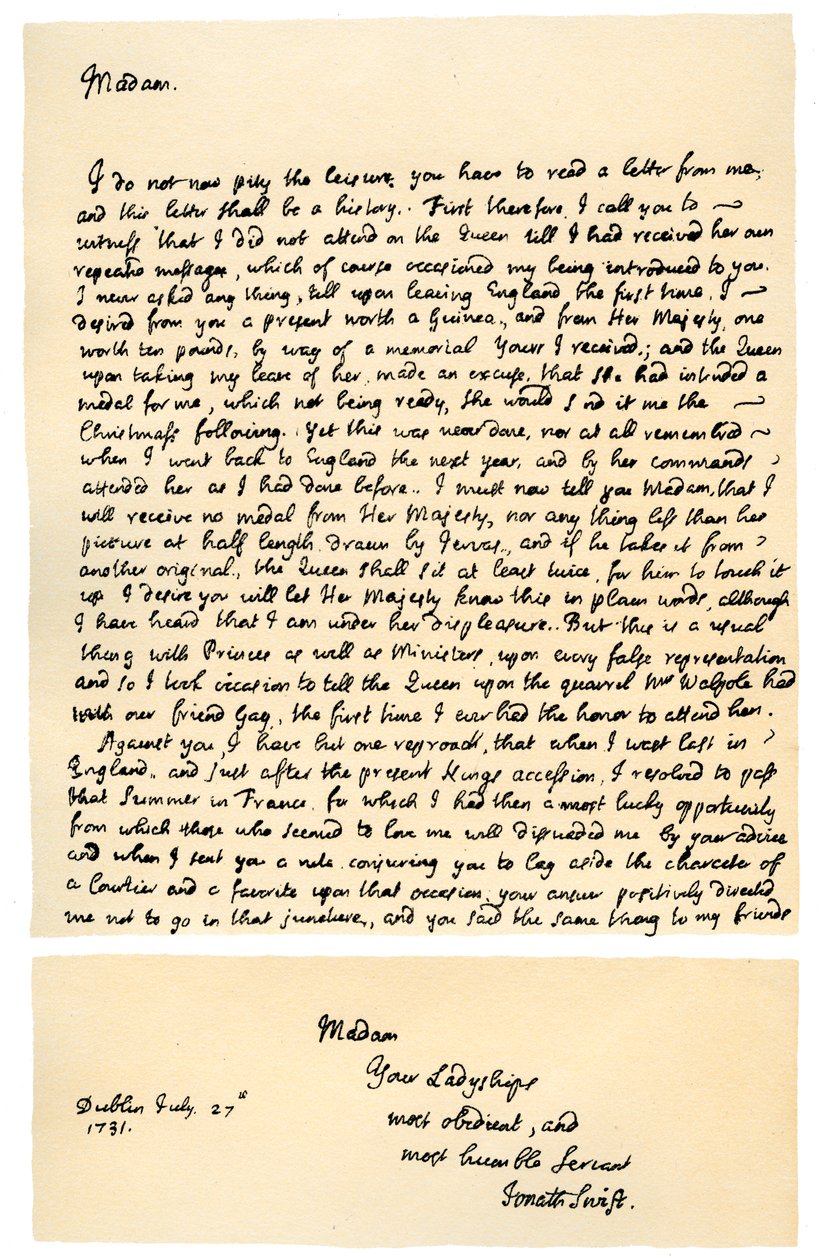 Brief von Jonathan Swift an Henrietta Howard, 21. November 1730 von Jonathan Swift