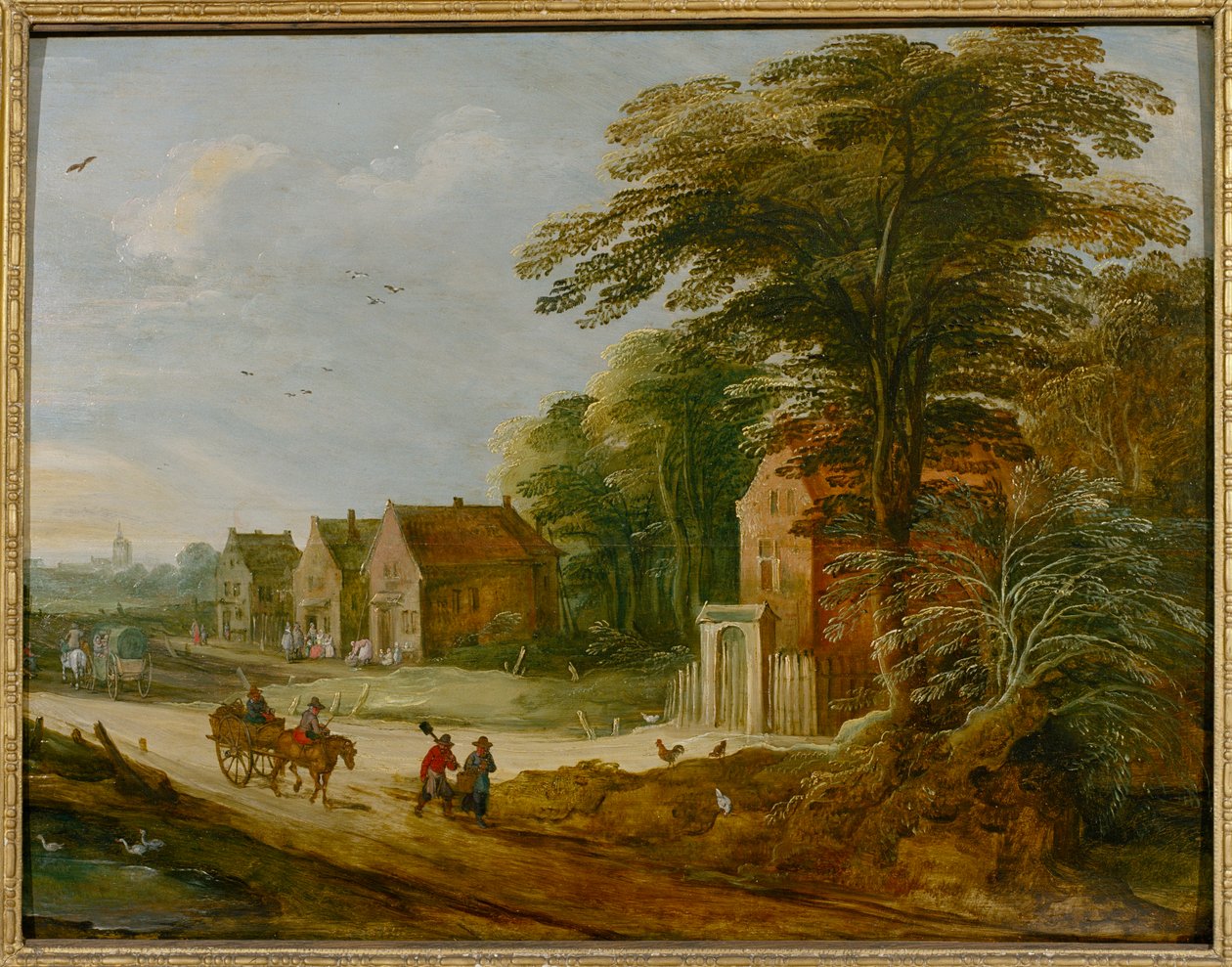 Reisende, die durch ein Dorf ziehen von Joos de (studio of) Momper