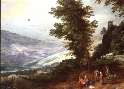 Weite Landschaft mit Bauern von Joos or Josse de The Younger Momper