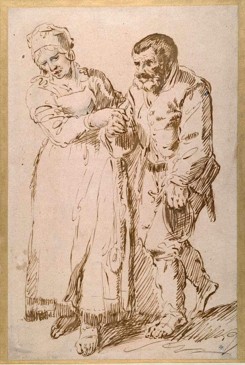 Die Schritte eines alten Bauern, geführt von seiner Frau von Joos van (attr. to) Craesbeeck