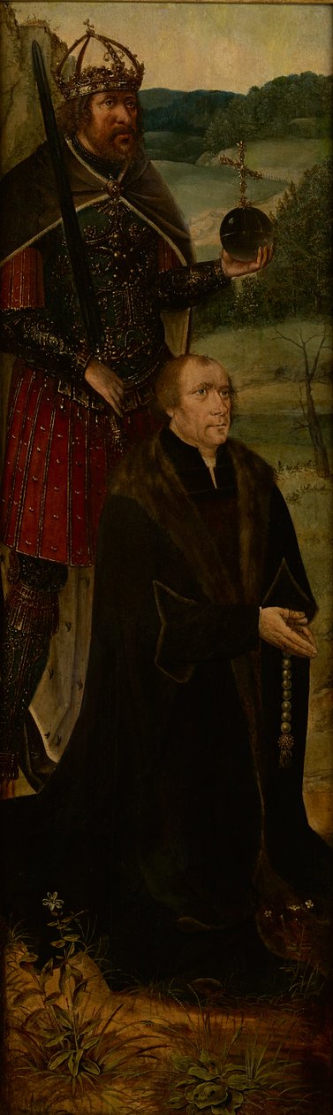 König Konstantin und ein Stifter; ein Flügel eines Altarbildes von Joos van (follower of) Cleve