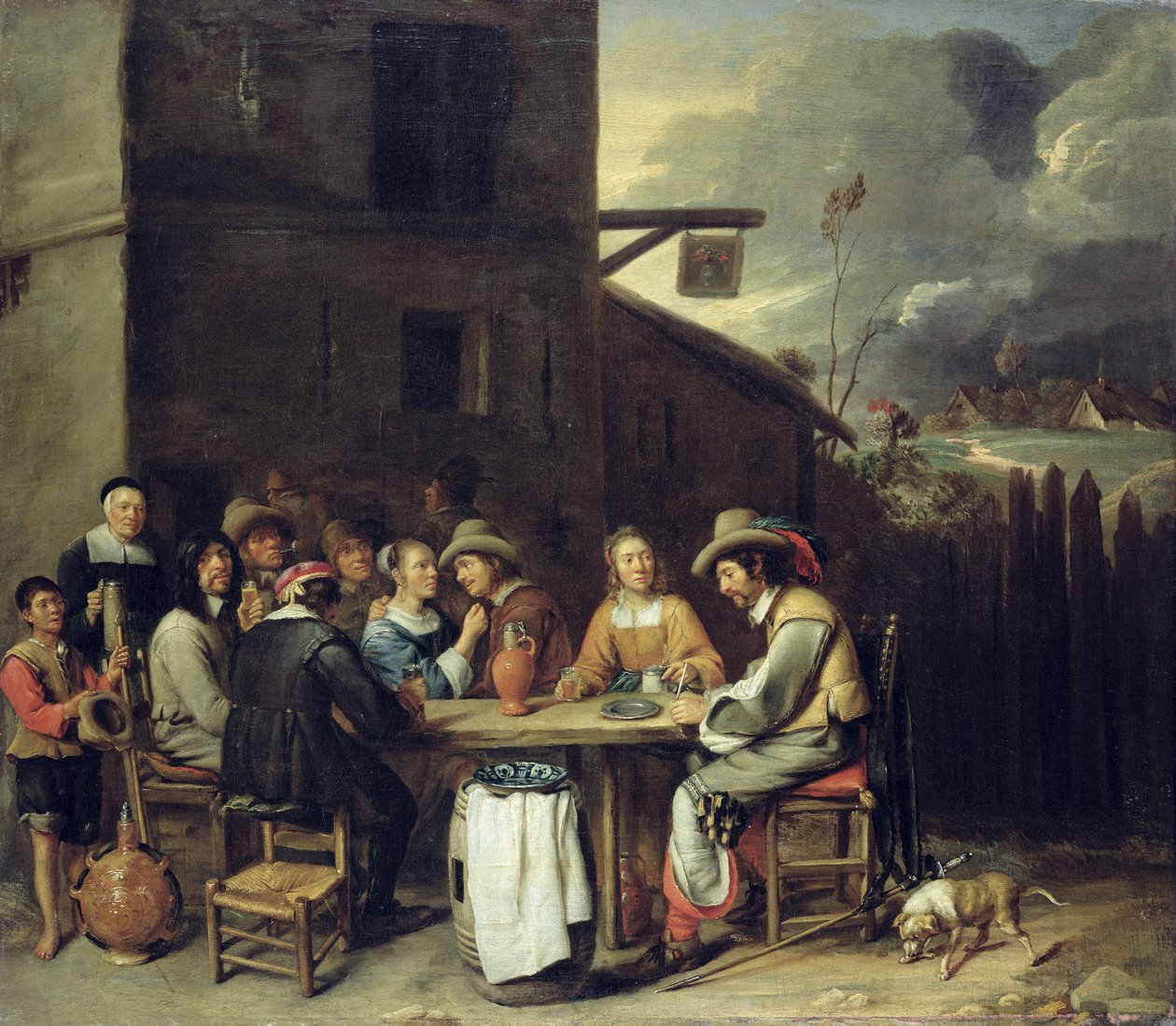 Gesellen, die vor einer Taverne zechen, 1640-50 von Joos van Craesbeeck