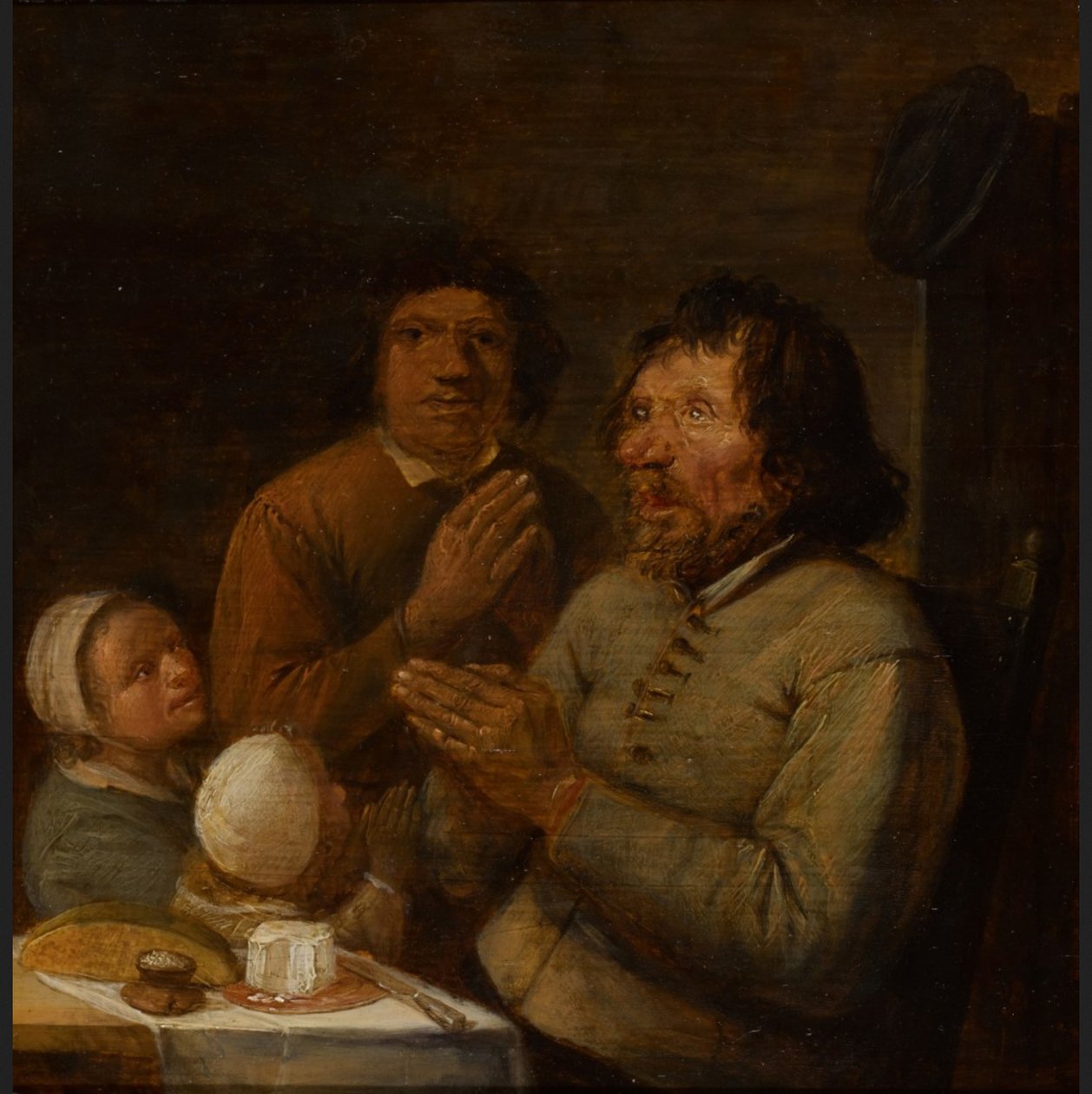 Innenraum mit einer betenden Bauernfamilie von Joos van Craesbeeck