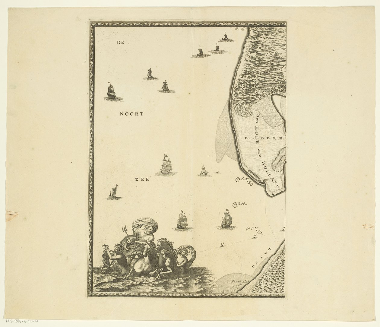 Karte der Maas von Rotterdam bis zur Nordsee (erster Teil) von Joost van Geel