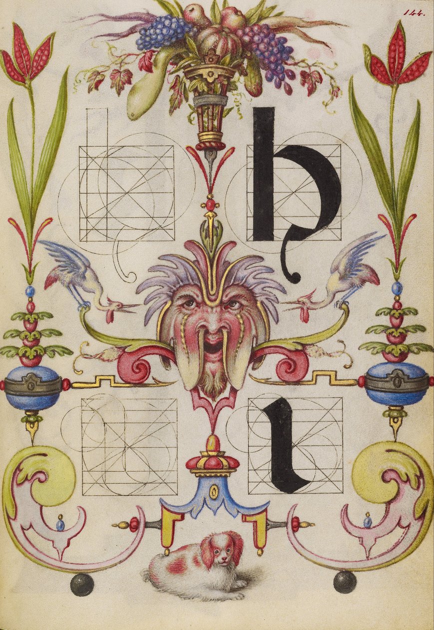 Anleitung zum Konstruieren der Buchstaben H und I von Joris Hoefnagel