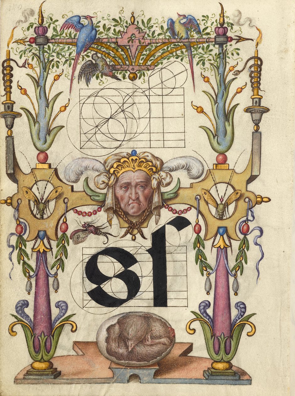 Anleitung zum Konstruieren des Buchstabens s von Joris Hoefnagel