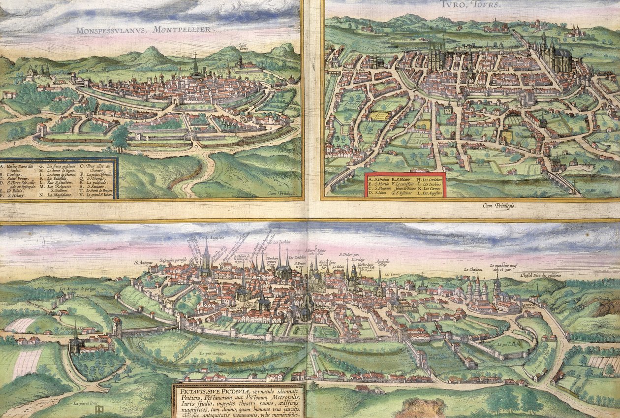Karte von Montpellier, Tours und Poitiers, aus 