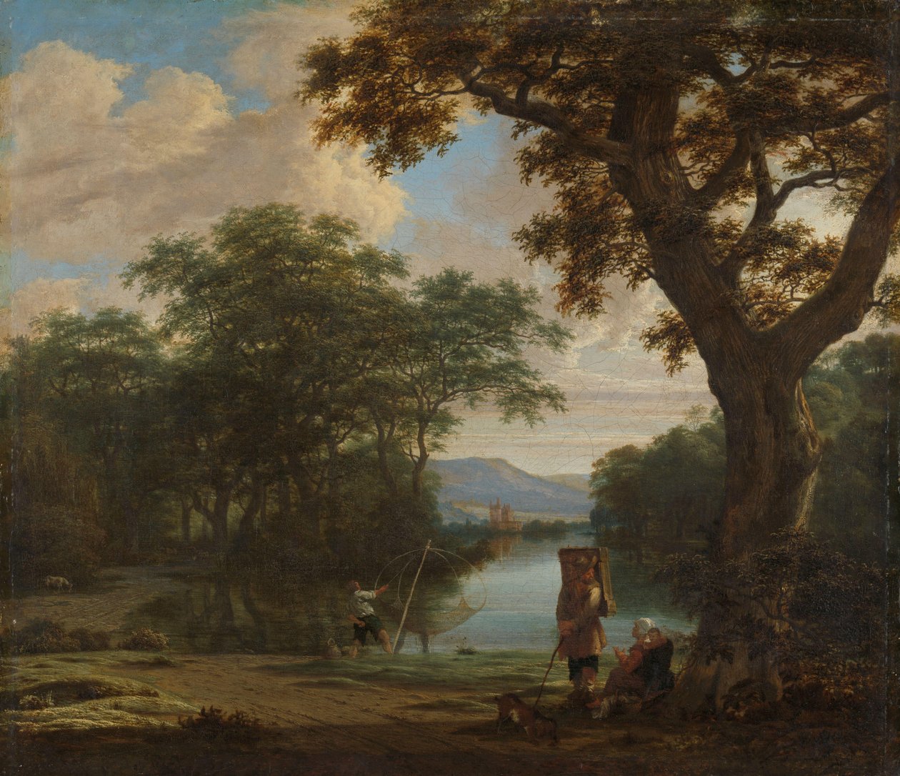Landschaft mit Fischer mit einem quadratischen Netz von Joris van der Haagen