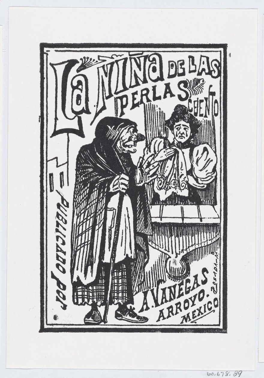 Eine Frau weint mit einem Taschentuch in der Hand und spricht mit einer alten Hexe, Illustration..., ca. 1880-1910 von José Guadalupe Posada