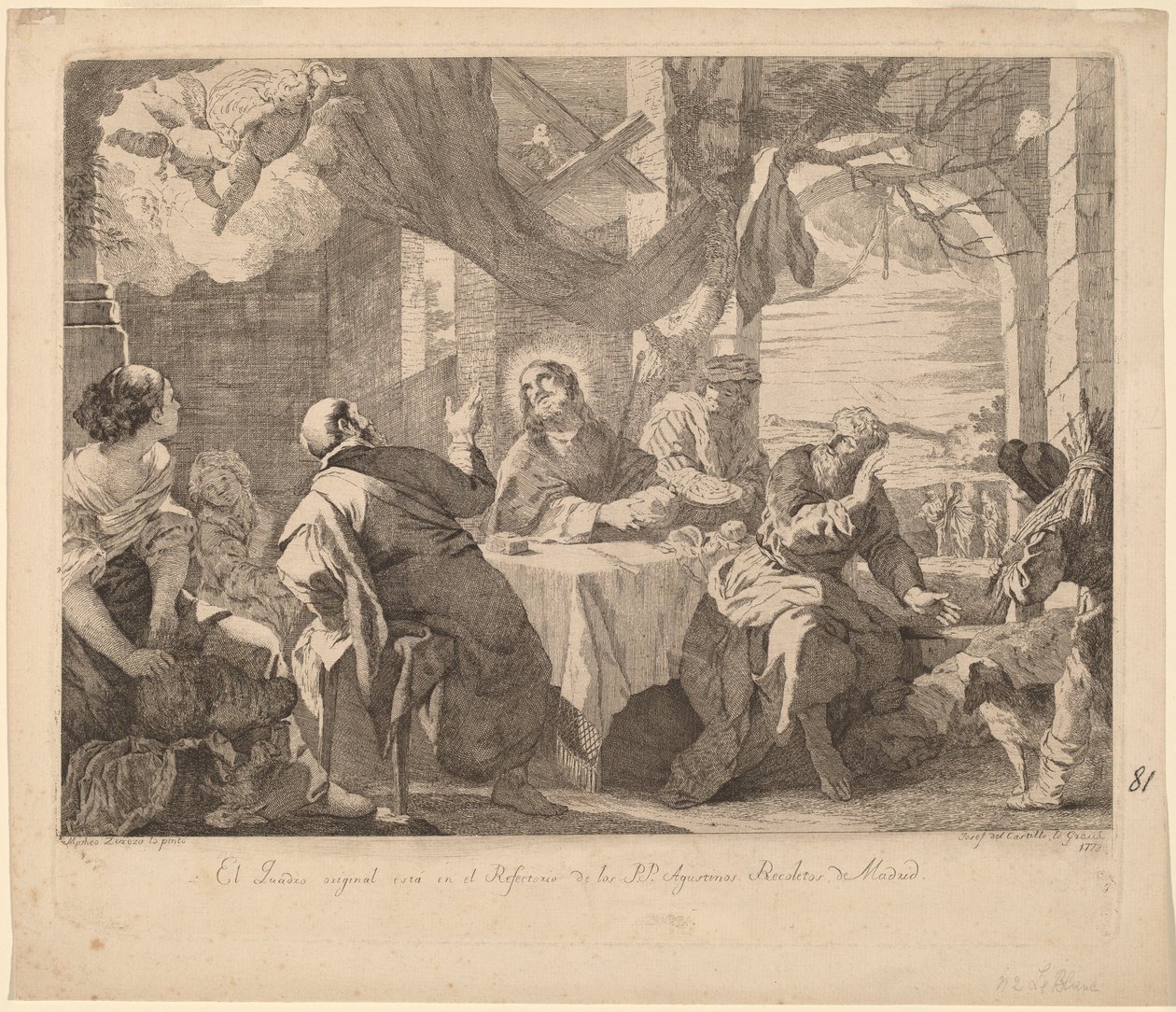 Das Abendmahl in Emmaus von José del Castillo, after Mateo Cerezo the younger