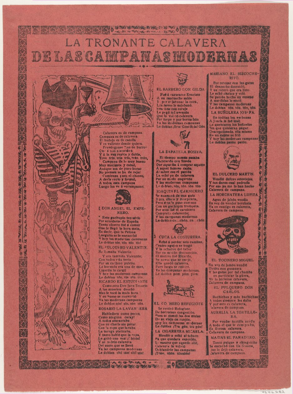 Das donnernde Skelett der modernen Glocken von José Guadalupe Posada