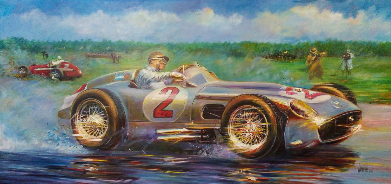 Juan Manuel Fangio, Gran Premio Ciudad de Buenos Aires 1955, Argentinien, Mercedes Benz 196 W. von Jose Maria Villafuerte
