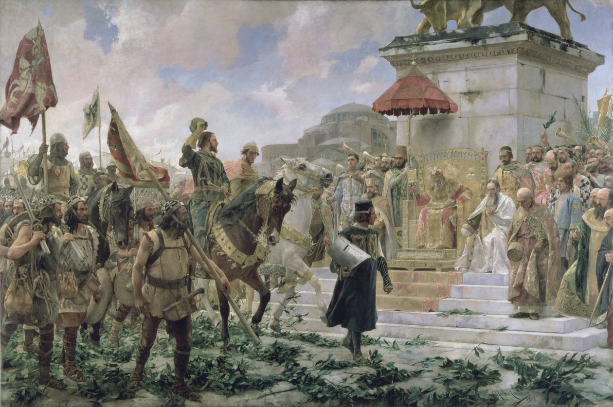 Die Ankunft von Roger de Flor (1280-1307) in Konstantinopel 1303 mit 8000 