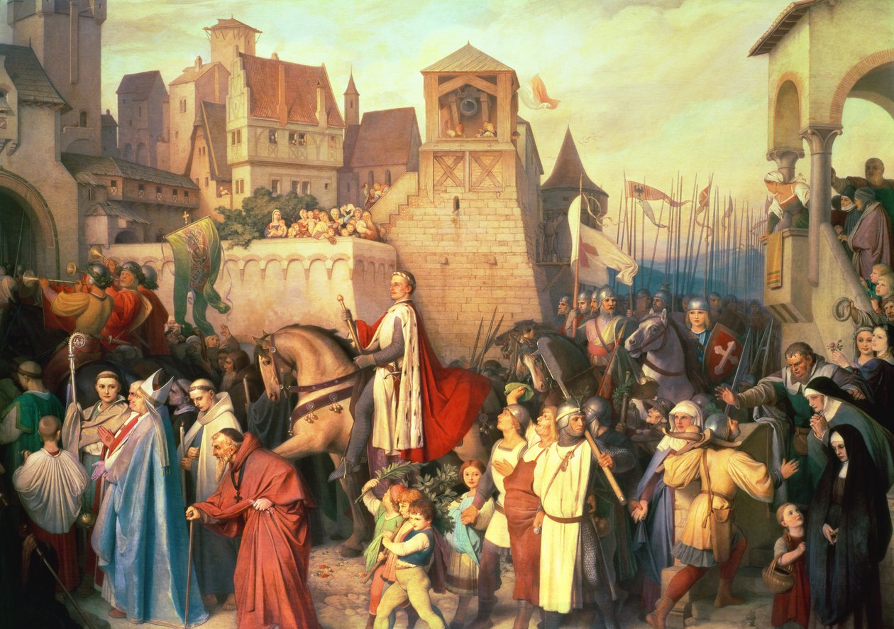 Herzog Leopold der Glorreiche (1176-1230) betritt Wien nach seiner Rückkehr von den Kreuzzügen von Josef Mathias Trenkwald