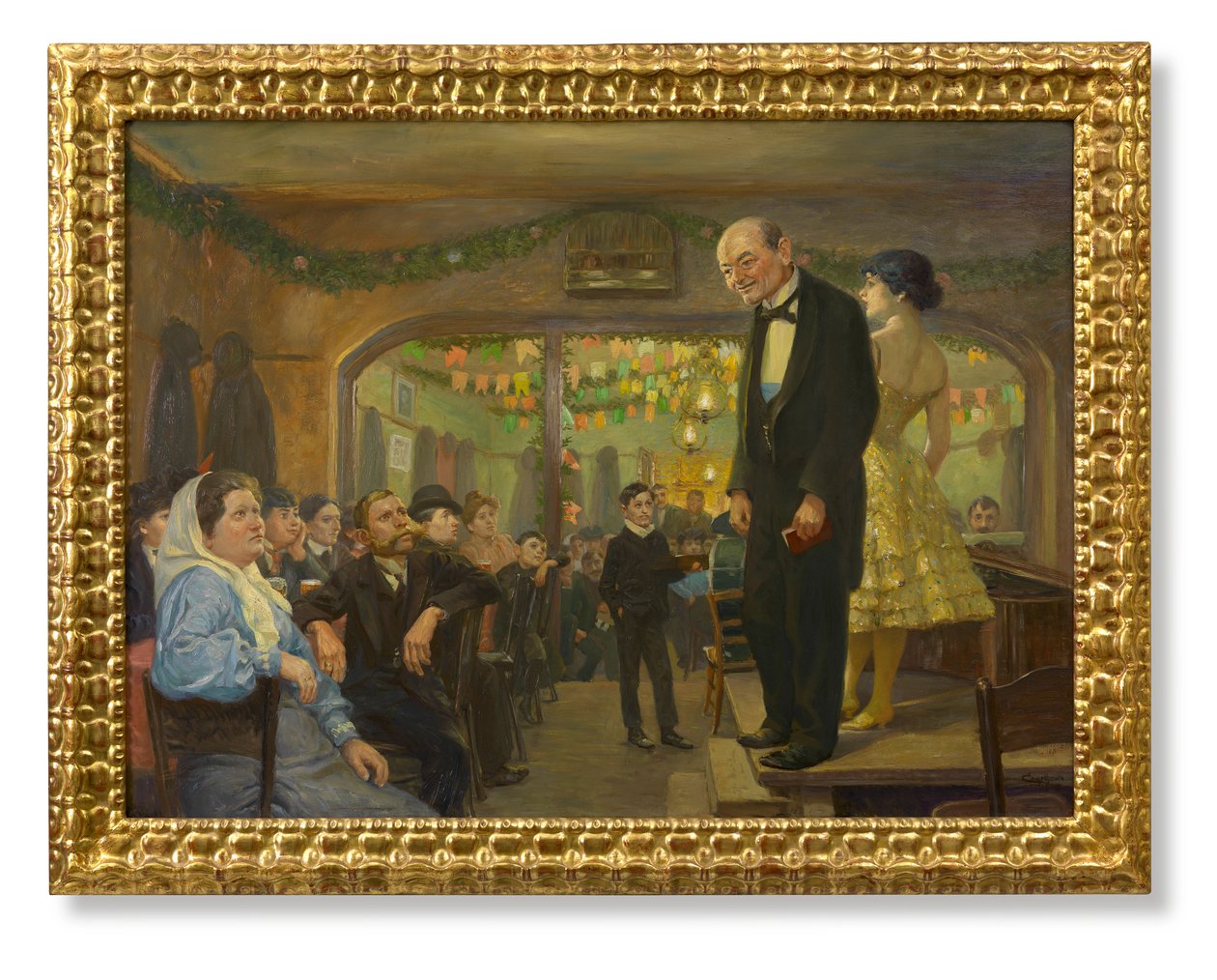Volkssängervorstellung (Jean Meneghini und Mizzi Lang) in einem Wiener Vorstadtgasthaus von Josef Engelhart