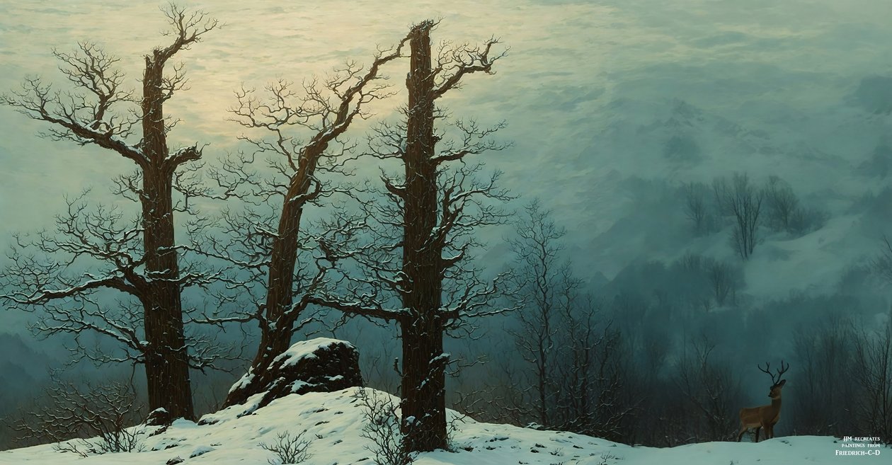 Steinhaufen im Schnee (Panorama) von Josef Johann Michel