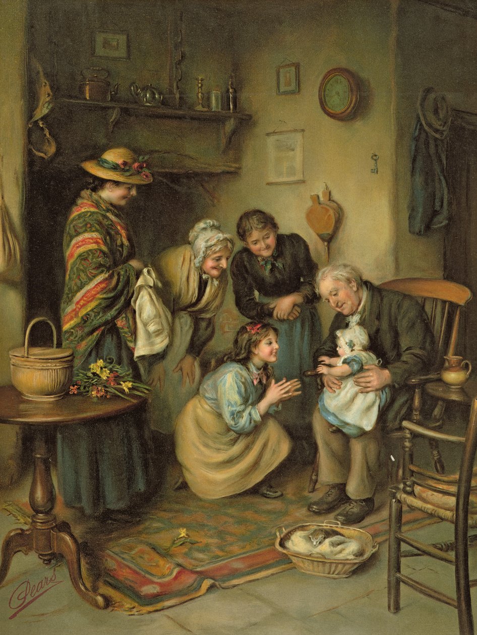 Familienandacht, aus dem Pears Annual, 1911 von Joseph Clark