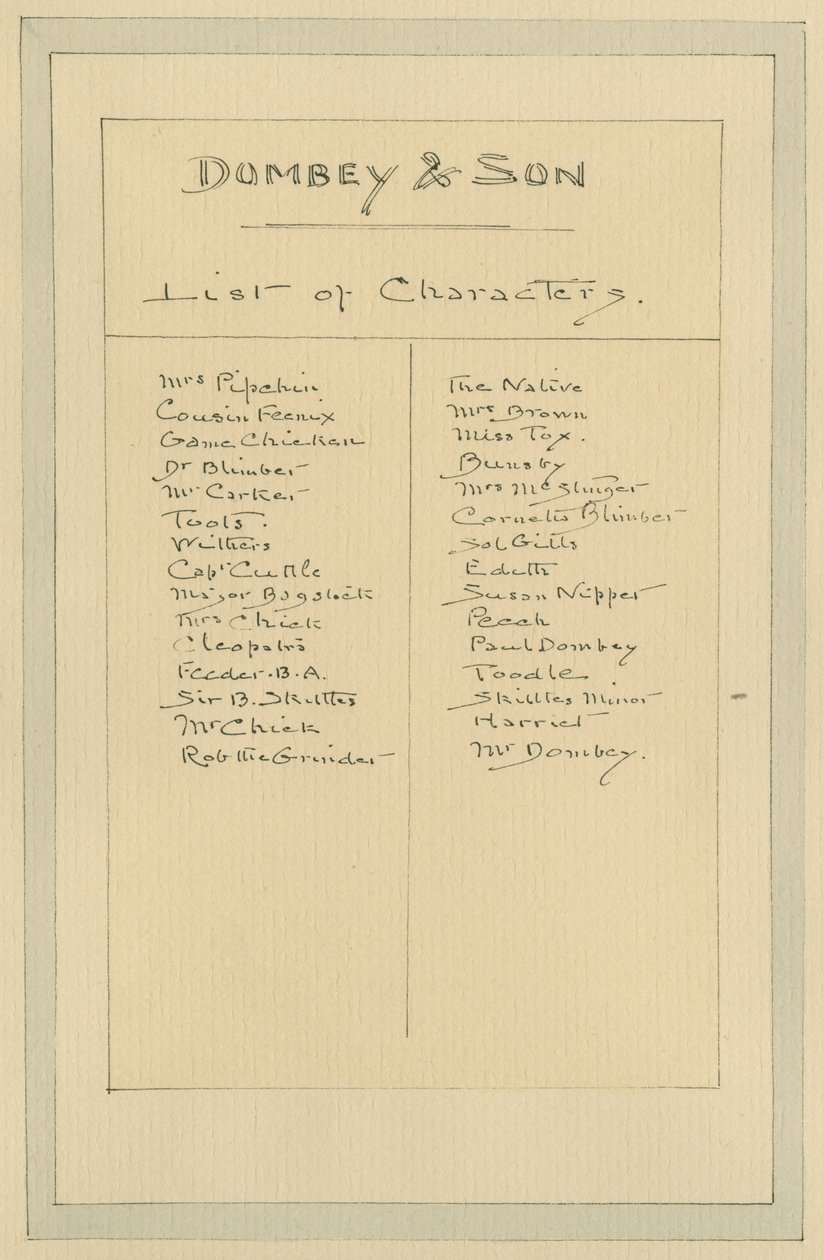 Liste der Charaktere, ca. 1920er Jahre von Joseph Clayton Clarke