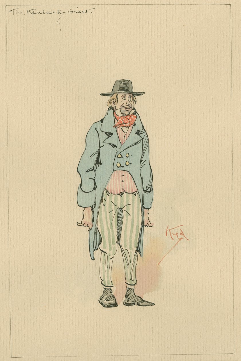 Der Kentucky-Riese, ca. 1920er (Feder und Tinte mit Aquarell auf Papier) von Joseph Clayton Clarke