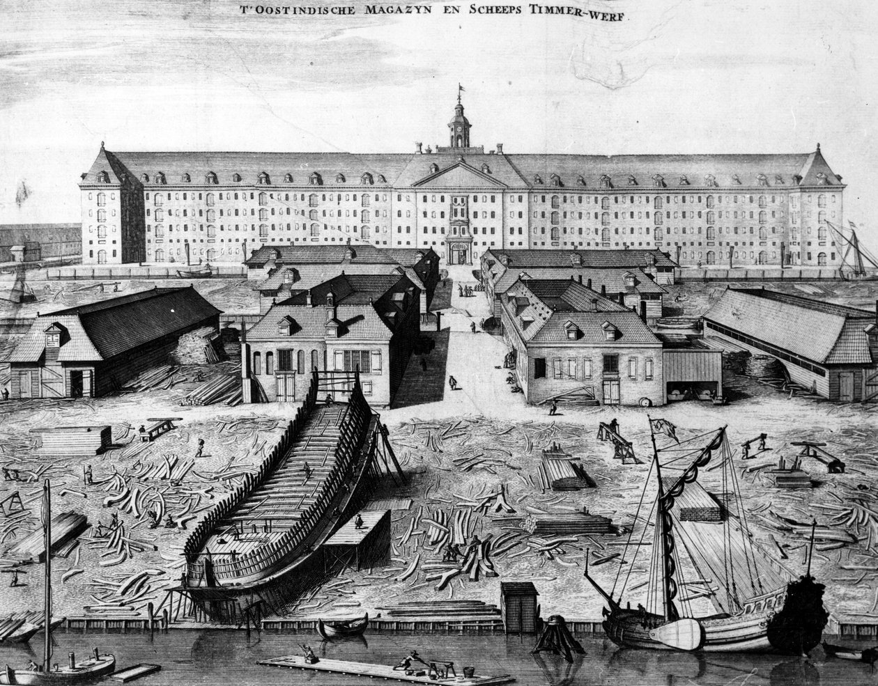 Ostindien-Kompanie Werft und Lagerhaus in Amsterdam, 1725 von Joseph Mulder
