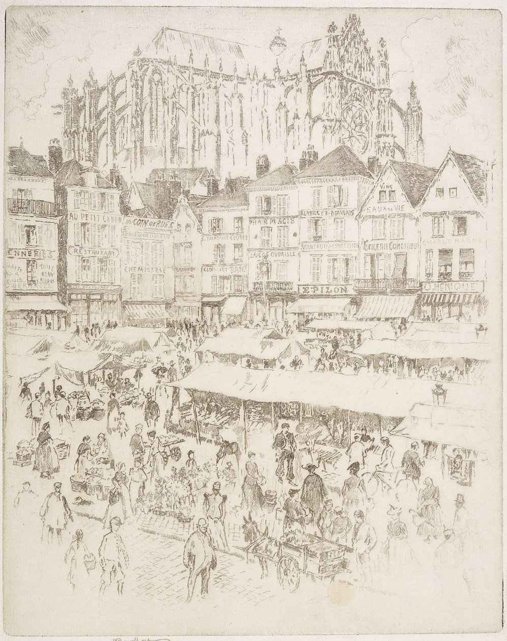 La Place, Beauvois, 1907 von Joseph Pennell