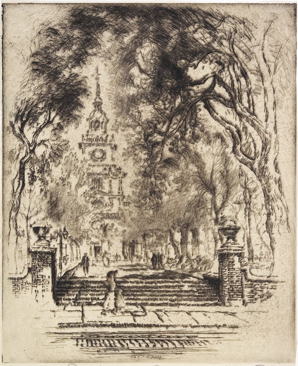 Der Platz, Unabhängigkeitsplatz, Philadelphia, 1920 von Joseph Pennell