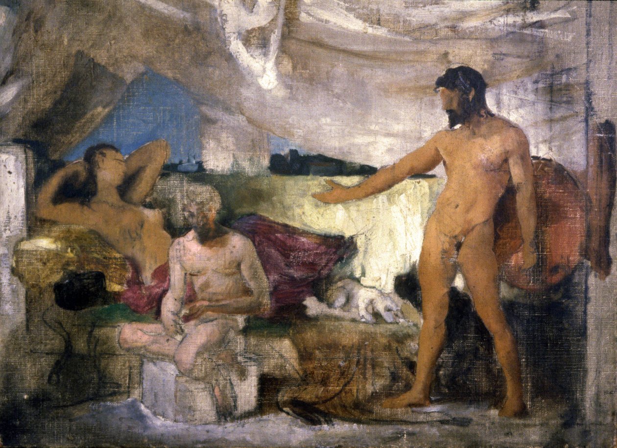 Trojanischer Krieg: Achilleus und Priamos, König von Troja, um 1850 (Skizze) von Joseph Noel Sylvestre