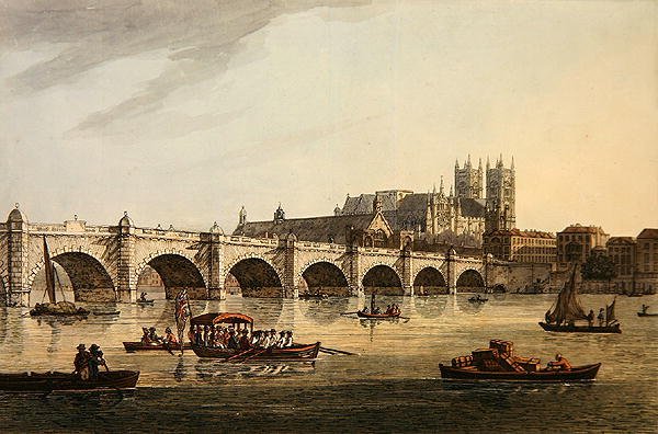 Ansicht der Westminster Bridge, Abbey und Hall, graviert von J.C. Stadler von Joseph (after) Farington
