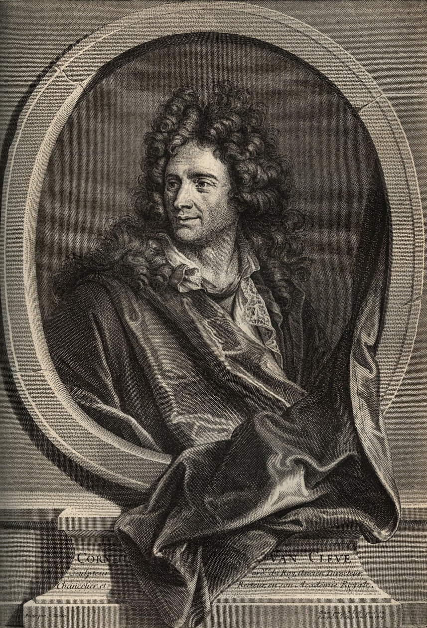 Porträt von Corneille Van Cleve, französischer Bildhauer (1645-1732) - Gravur von Poilly nach dem Gemälde von Joseph Vivien von Joseph (after) Vivien