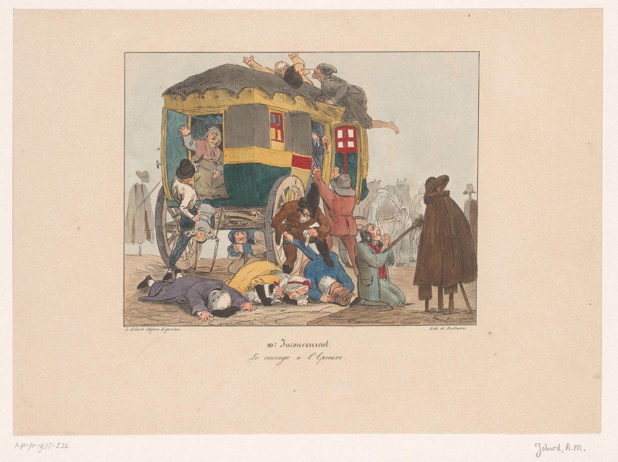Omnibus mit Passagieren wird überfallen von Joseph Ambroise Jobard