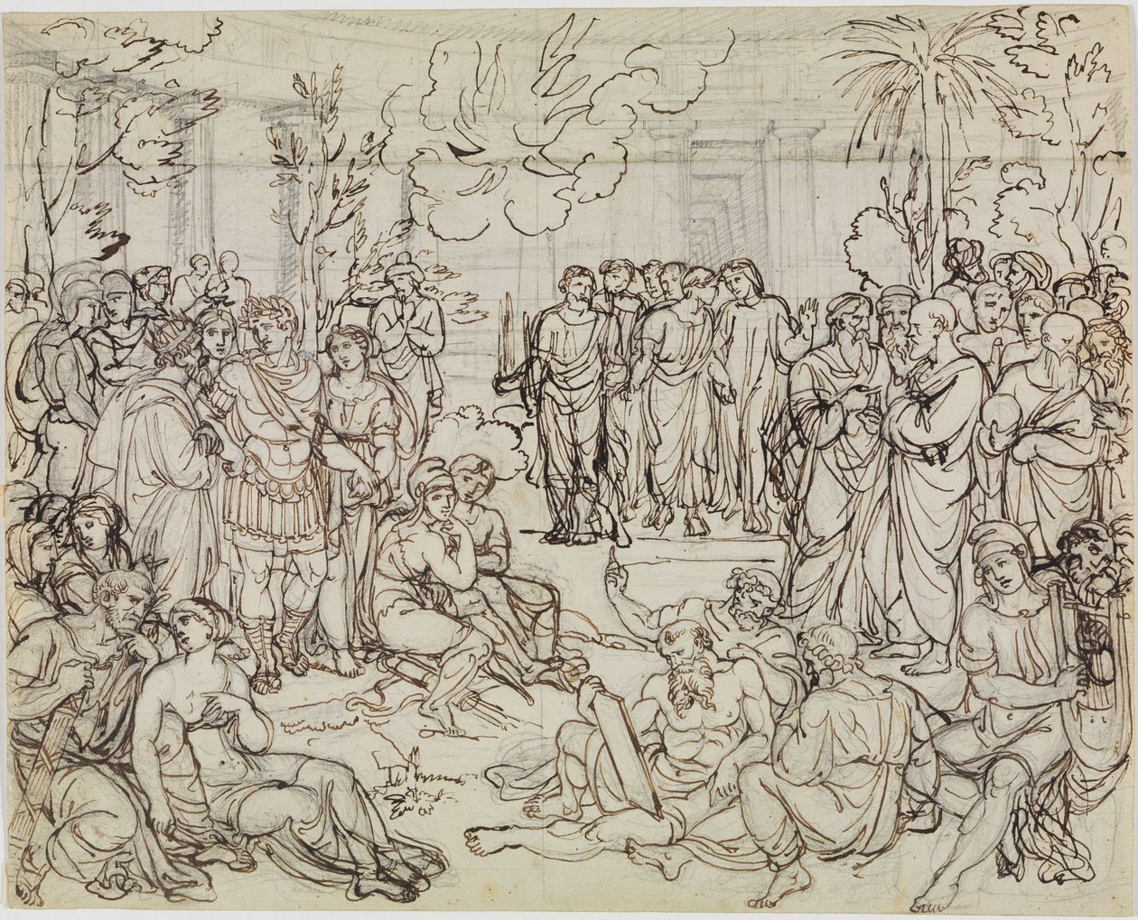 Dante und Virgil bei den Heiden im Limbus (Dante Inferno, Canto 4, V 52) von Joseph Anton Koch