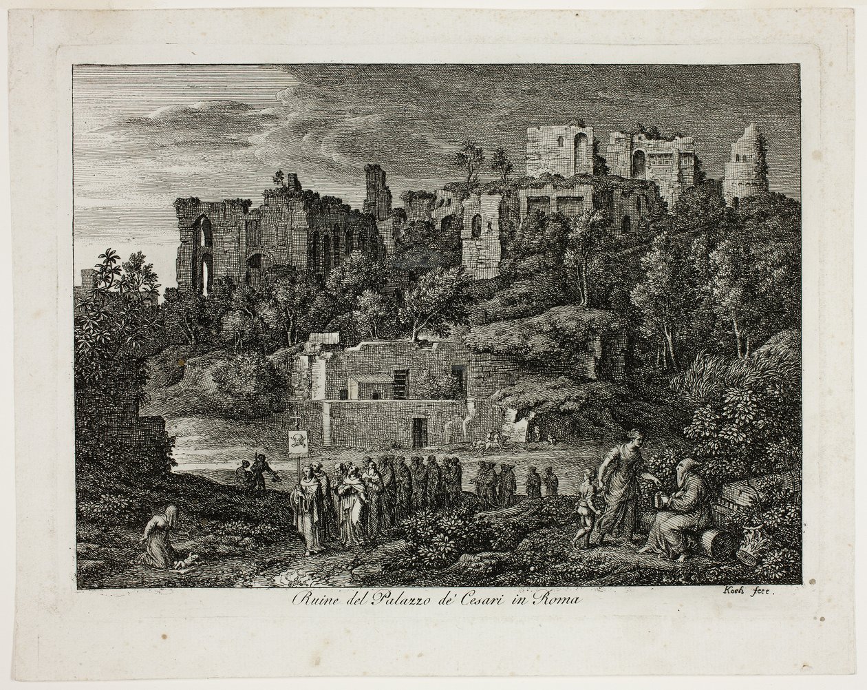 Ruinen des Palastes der Cäsaren in Rom, Platte acht aus Die Römische Ansichten von Joseph Anton Koch
