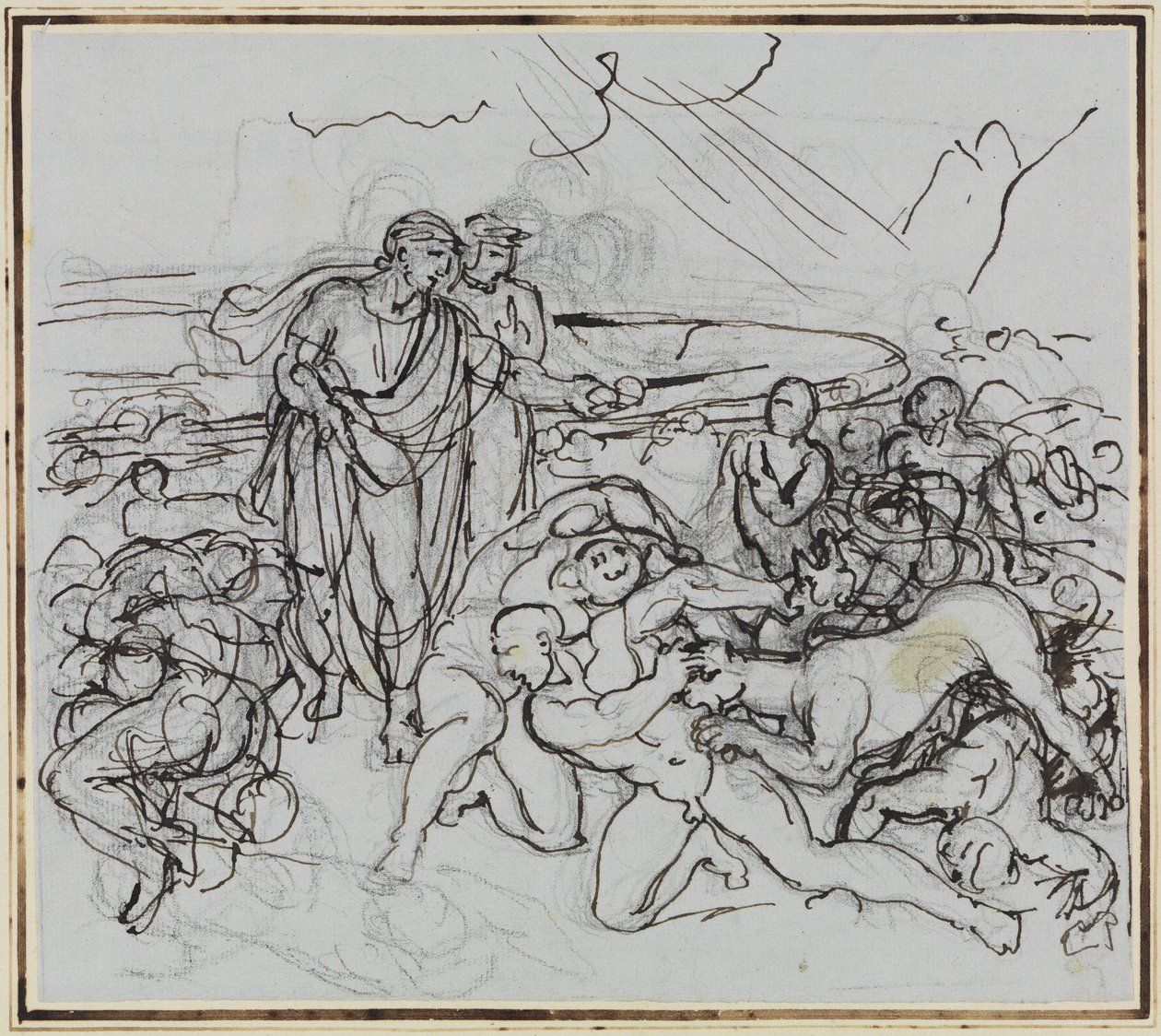 Virgil beschwichtigt Cerberus (Dante Inferno, Canto 6, V 13) von Joseph Anton Koch