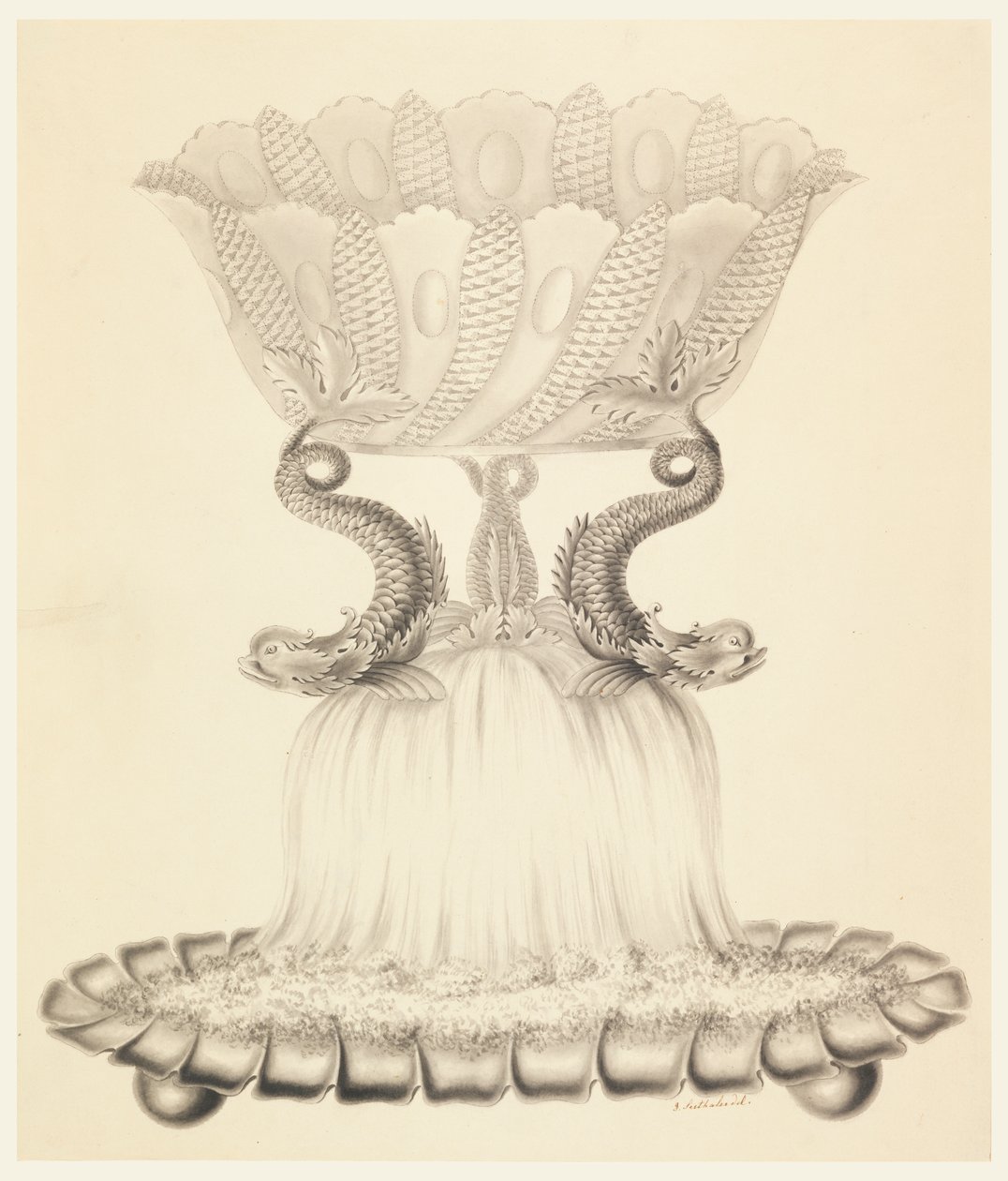 Entwurf für eine Silber- und Kristallkompote von Joseph Anton Seethaler Ii