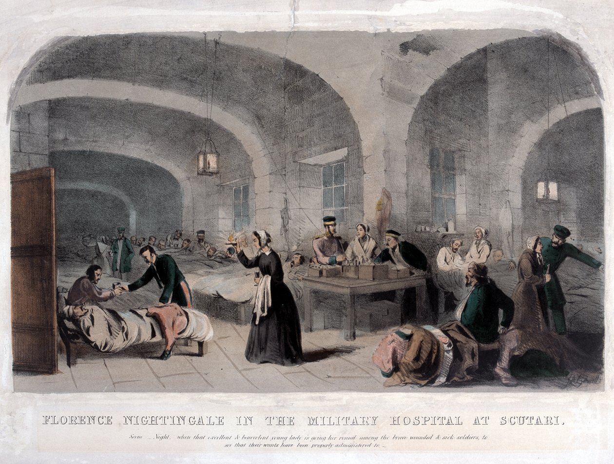 Florence Nightingale (1820-1910) im Militärkrankenhaus in Scutari während des Krimkriegs, 1856 von Joseph Austin Benwell