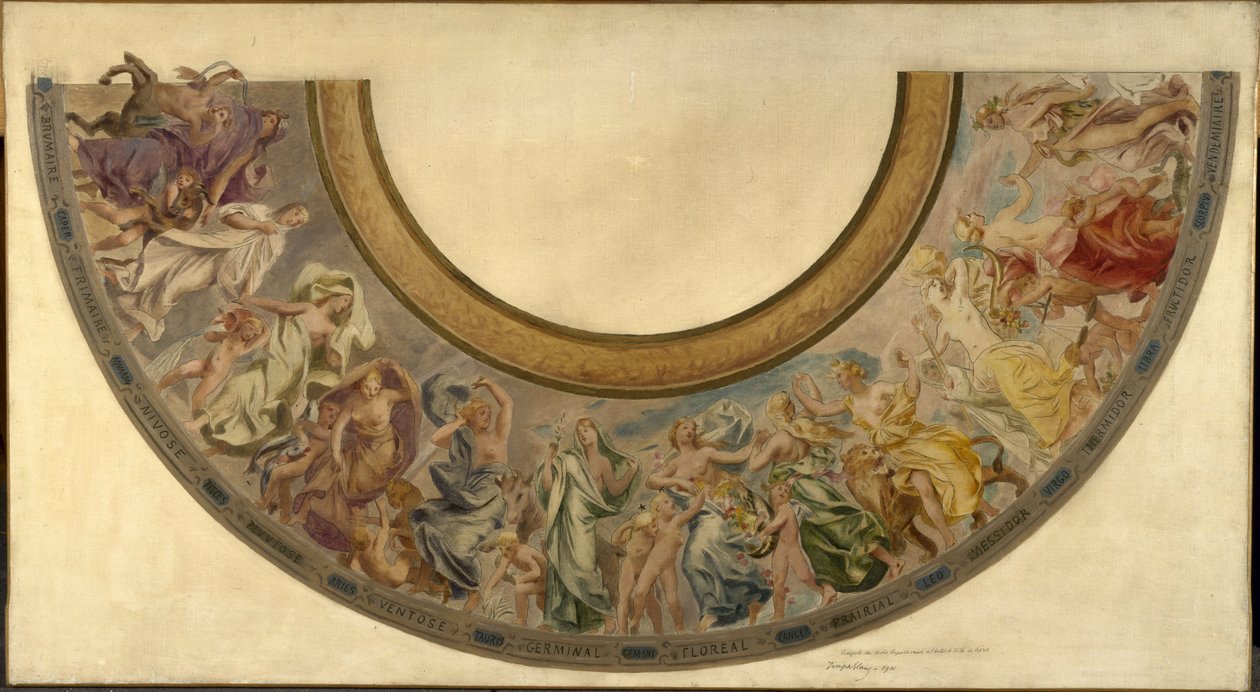 Skizze für die Festtreppe im Pariser Rathaus: Die republikanischen Monate von Joseph Blanc