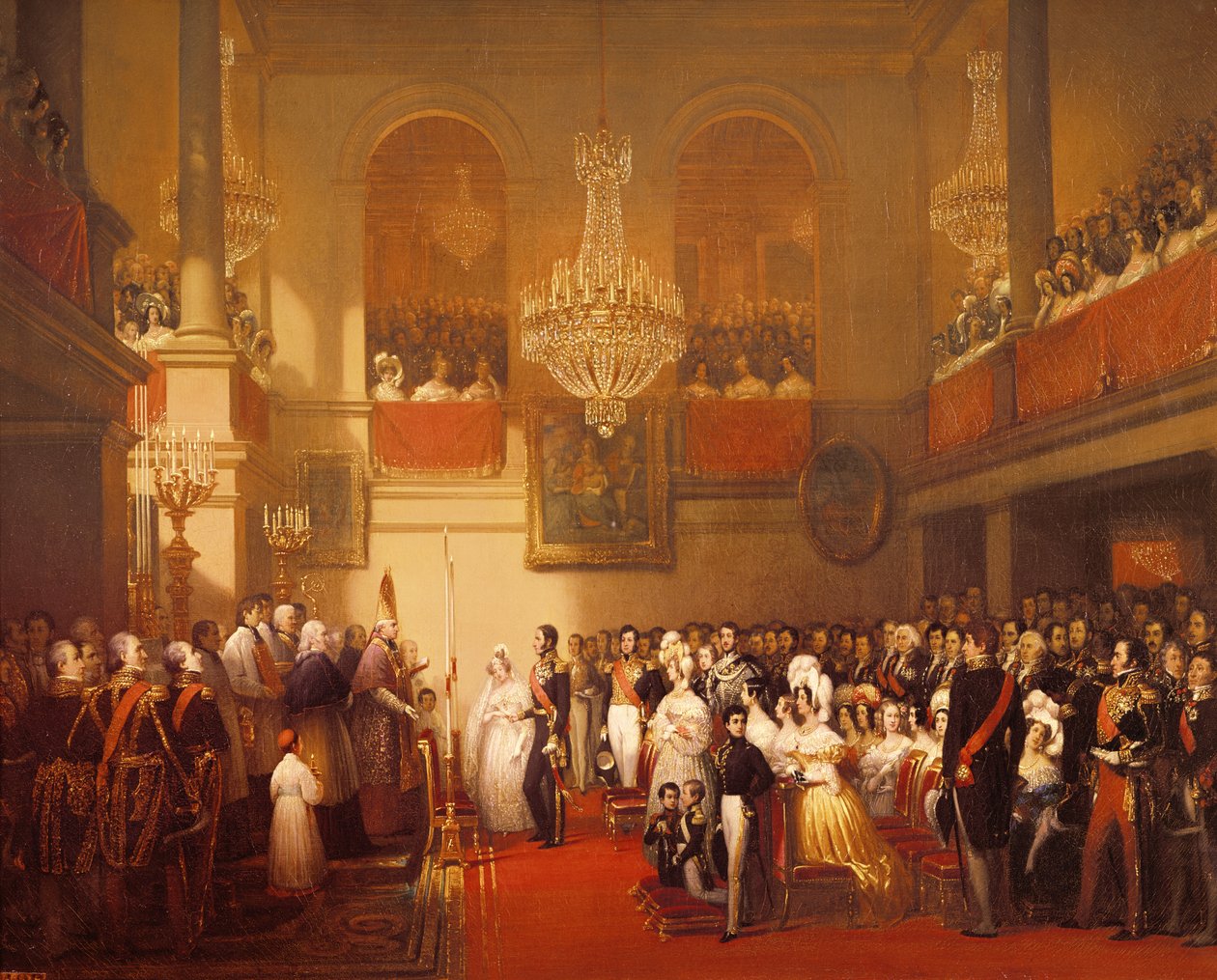 Hochzeit von Leopold I. (1790-1865) mit Prinzessin Louise von Orléans (1812-50) in Compiègne, 9. April 1832 von Joseph Desire Court