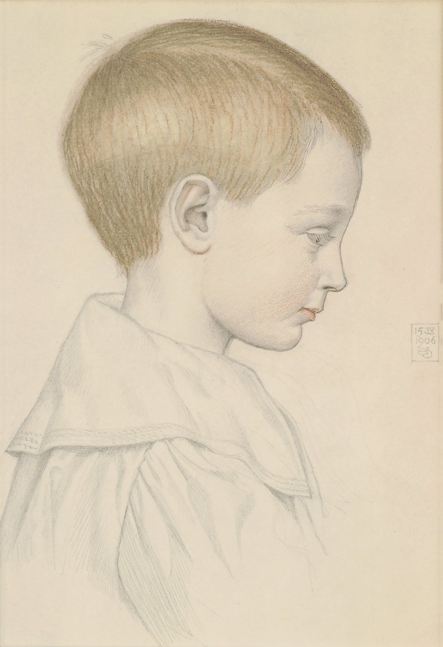 Skizze eines Jungenkopfes, 1906 von Joseph Edward Southall