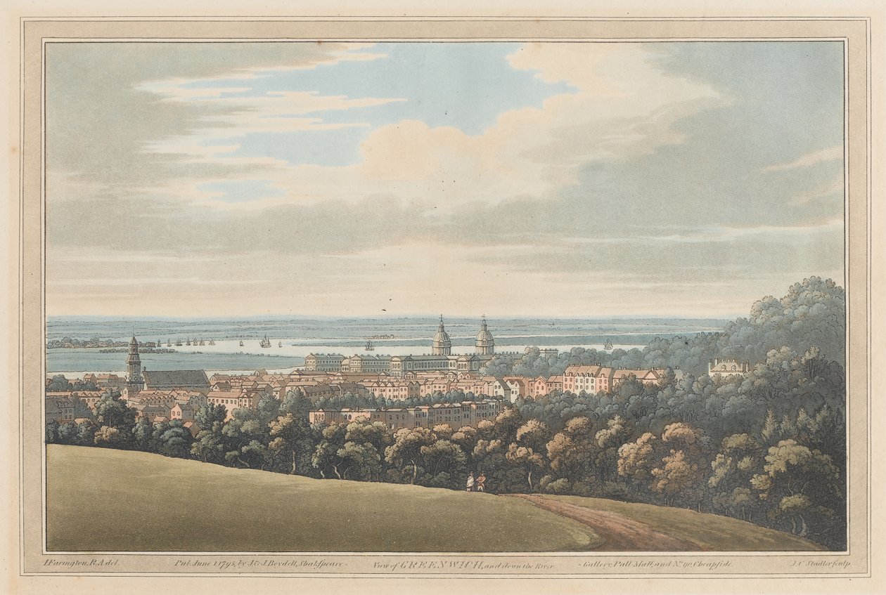 Ansicht von Greenwich und den Fluss hinunter, 1795 von Joseph Farington