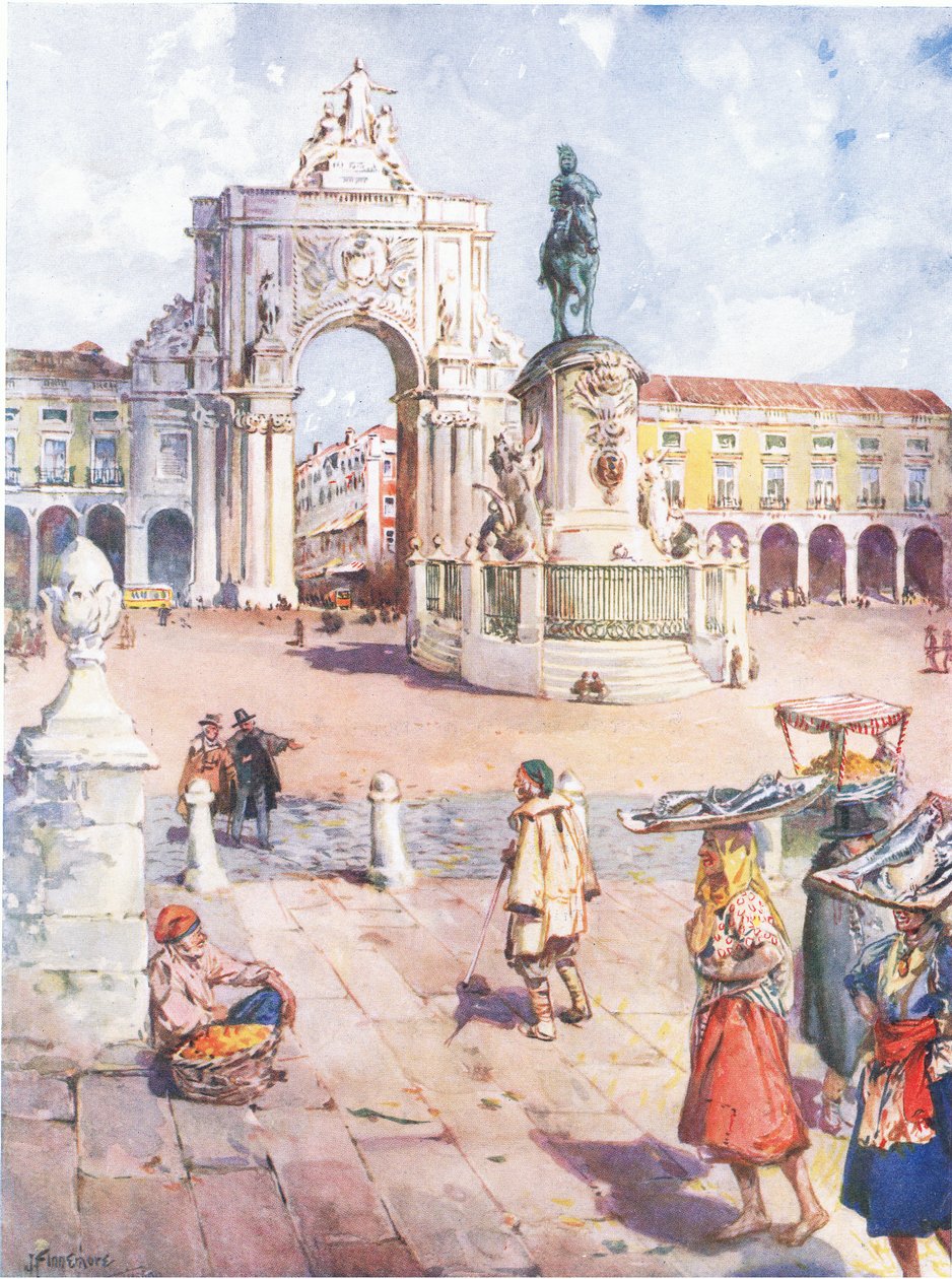 Der Praca do Commercio, Lissabon, aus Hutchinsons Picturesque Europe, veröffentlicht von Hutchinson & Son, ca. 1930 von Joseph Finnemore