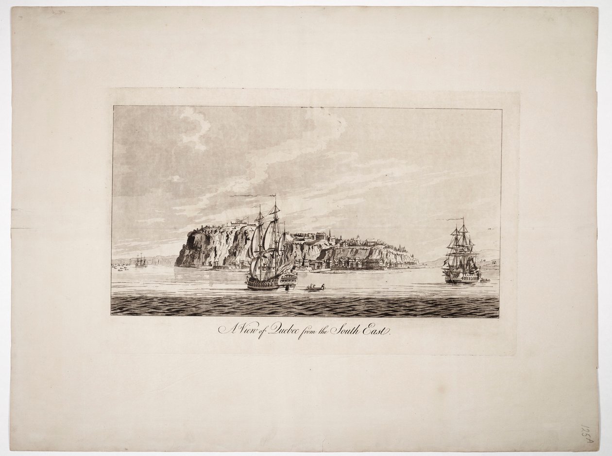 Ein Blick auf Quebec von Südosten, um 1781 von Joseph Frederick Wallet DesBarres